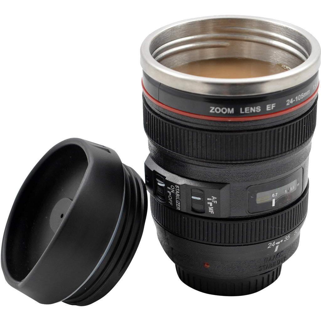 Camera Lens Mug with Stainless Steel Liner (Black)