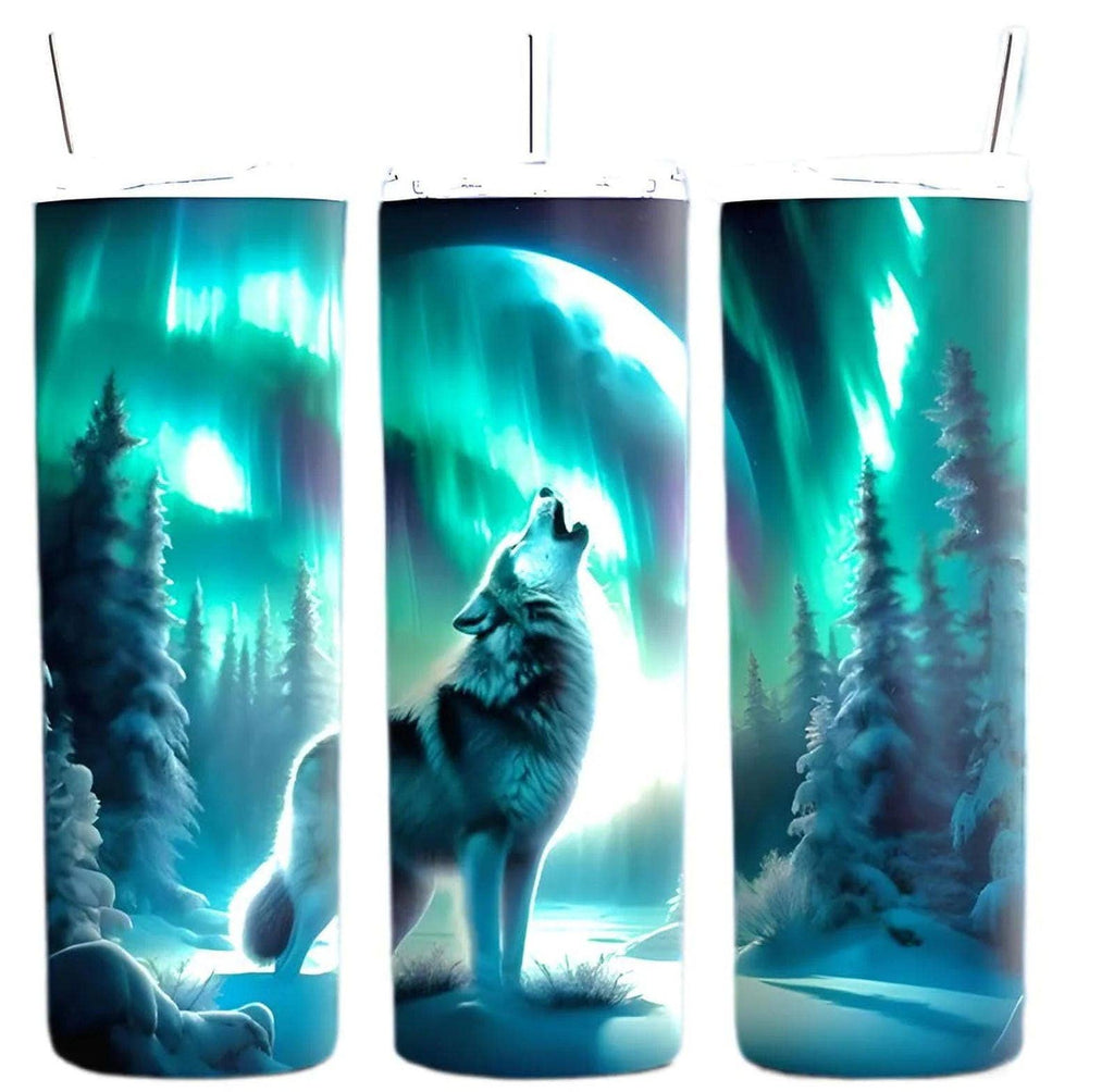 Alpha Printing 20oz Stainless-Steel Tumblers-Wolf Howling Design