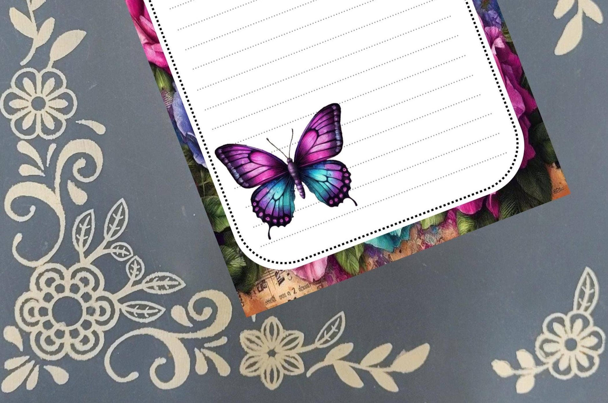 Notepad Butterfly & Floral Stationery