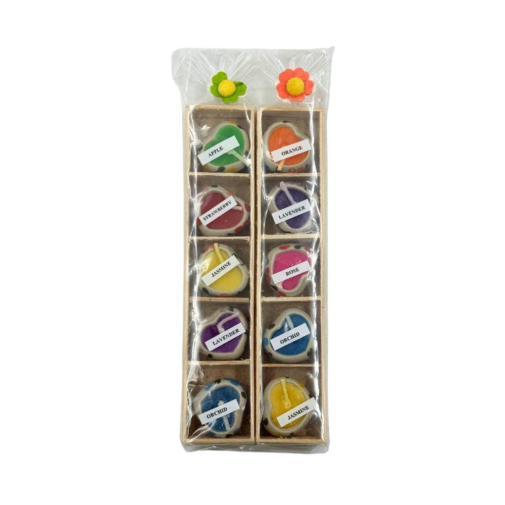 Mini Ceramic Heart Candles (10-Pack)