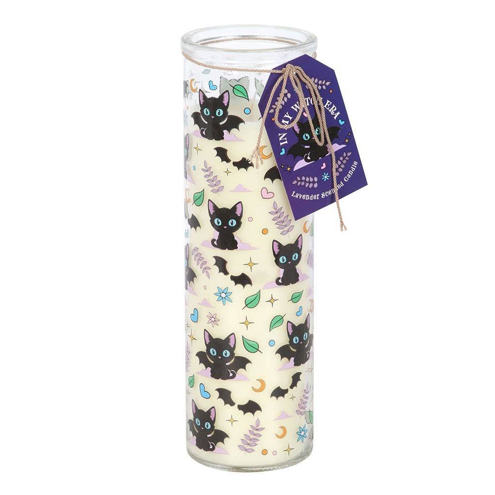 Cute and Creepy Cat Print Lavender Candle
