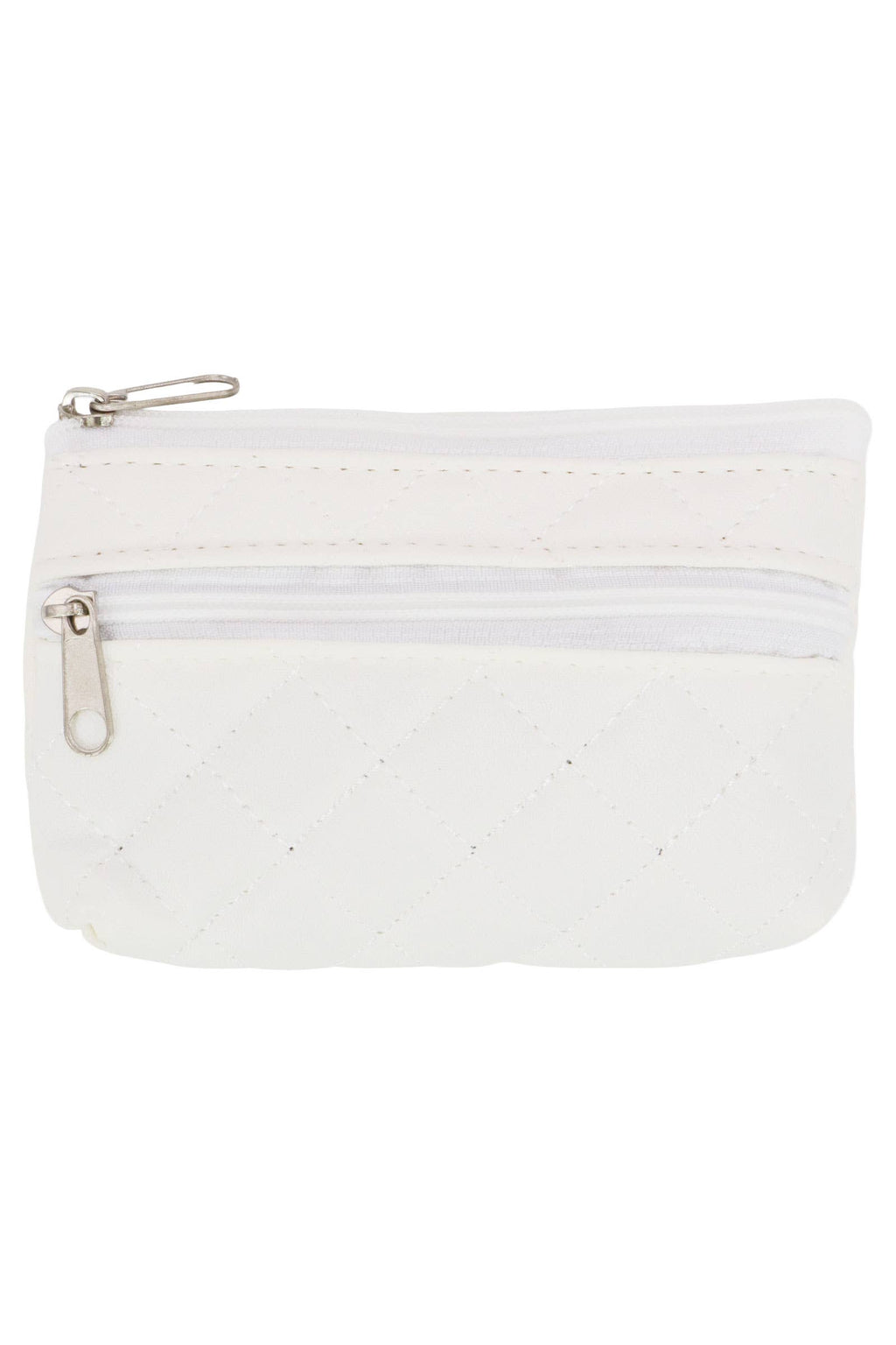Diamond Quilted Double Zipper Coin Purse Bag