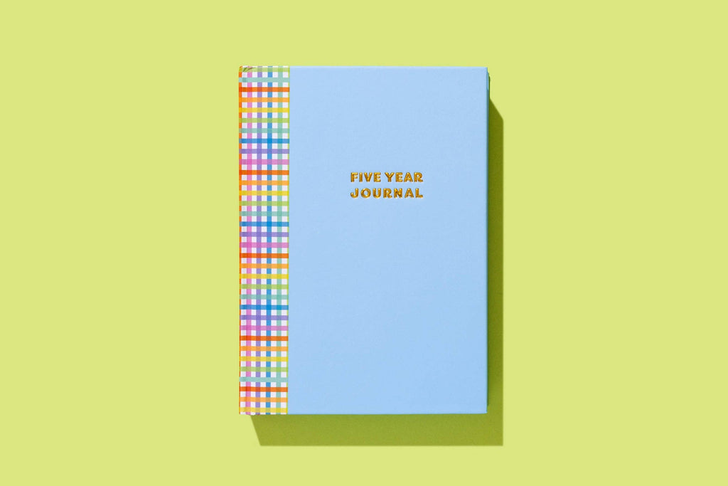 *ON SALE* Five Year Journal - Light Blue + Colorful Gingham
