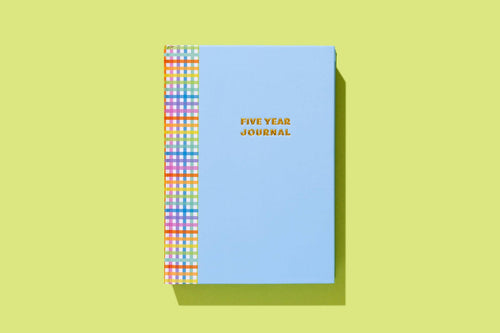 *ON SALE* Five Year Journal - Light Blue + Colorful Gingham