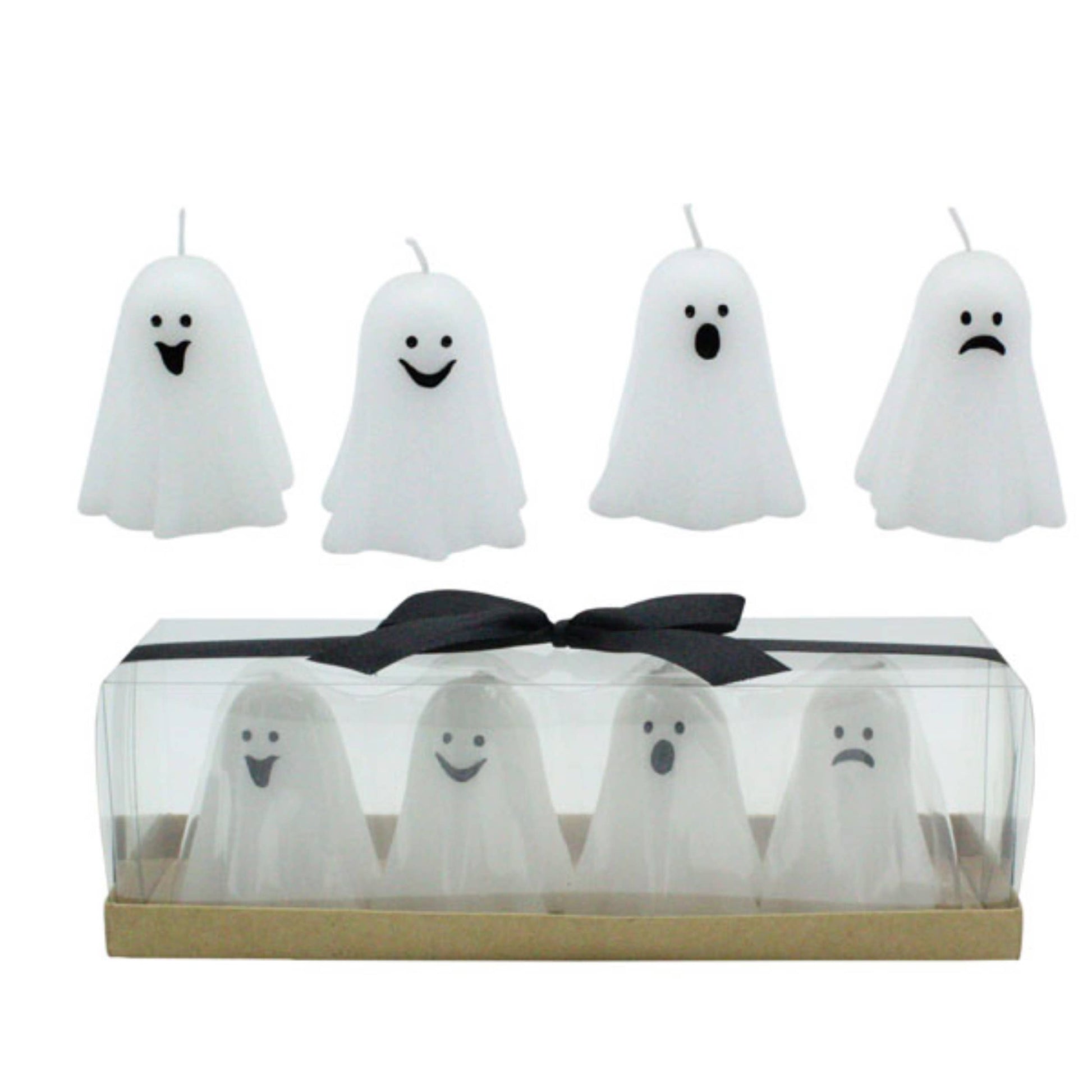 SALE Halloween Wax Ghost Candles In Box Set of 4