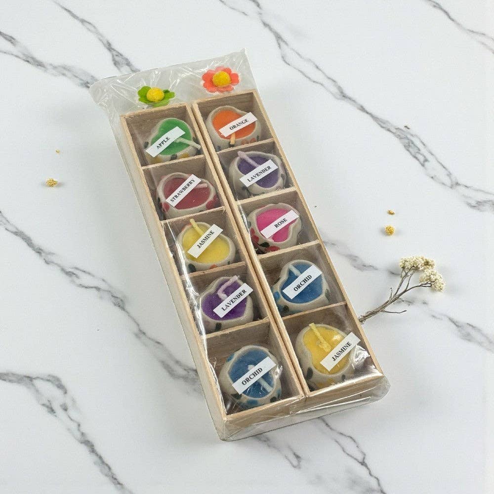 Mini Ceramic Heart Candles (10-Pack)