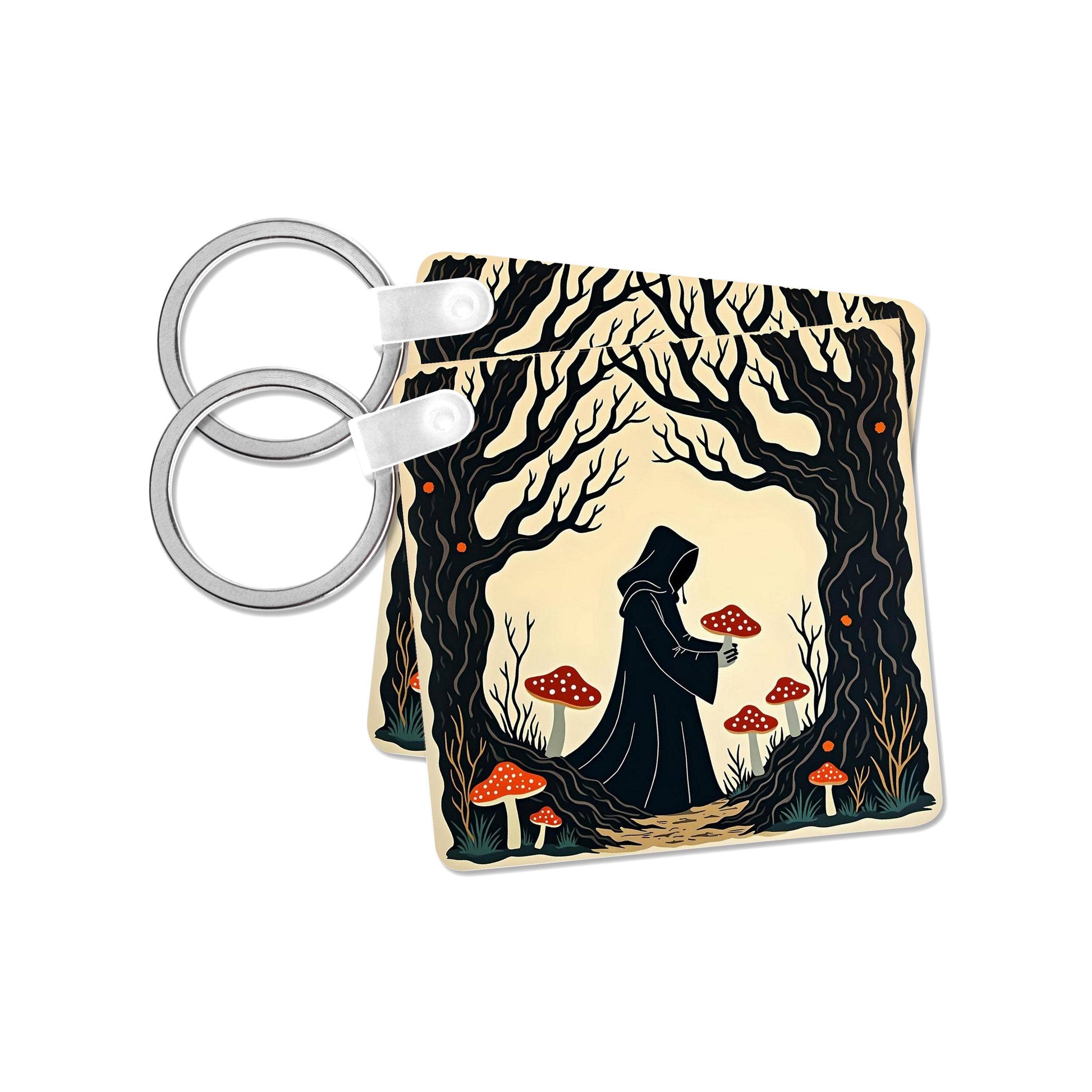 Cloaked Forager Collecting Toadstools, Key Chain