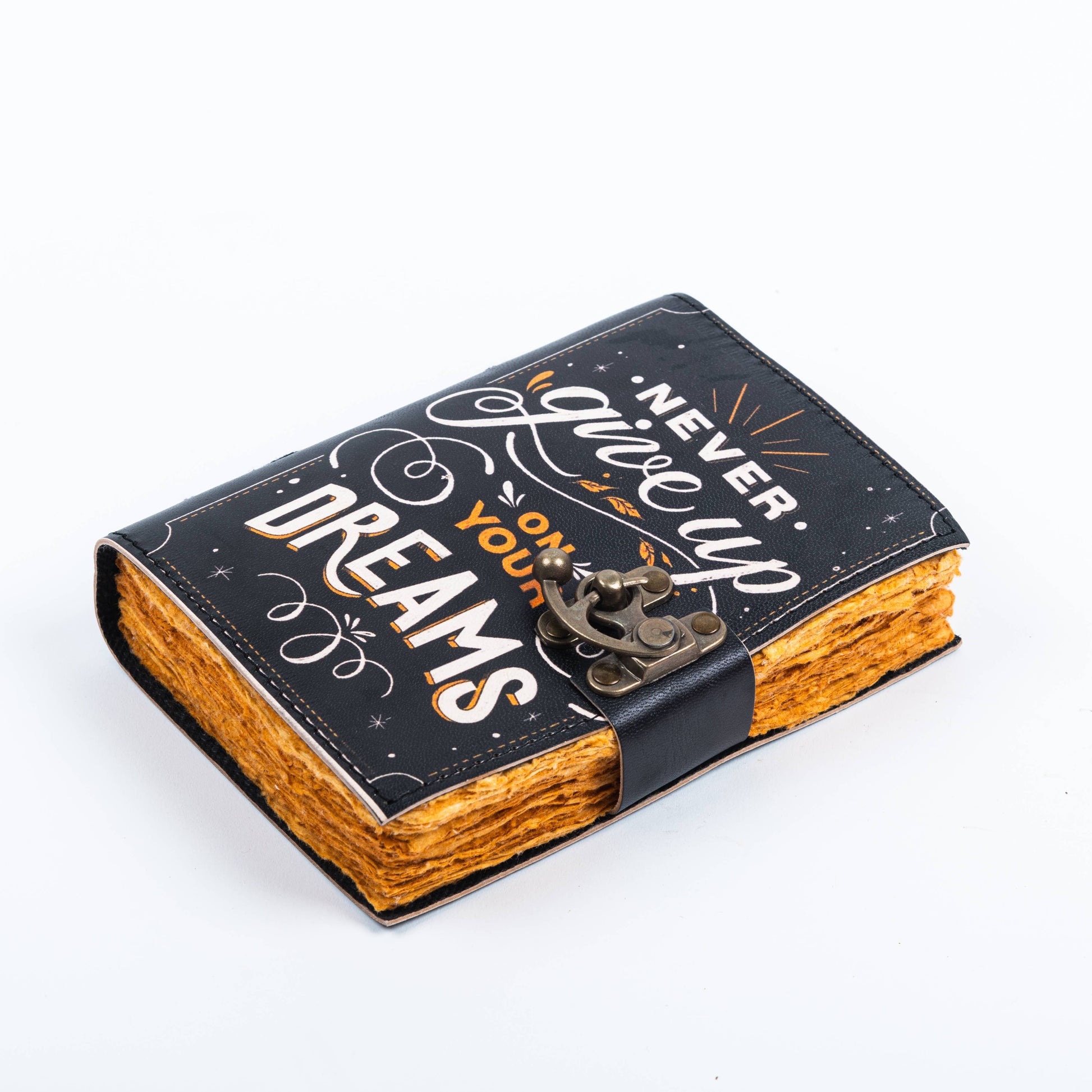 Leather Journal With Quotes Notebook Diary Never Give Up