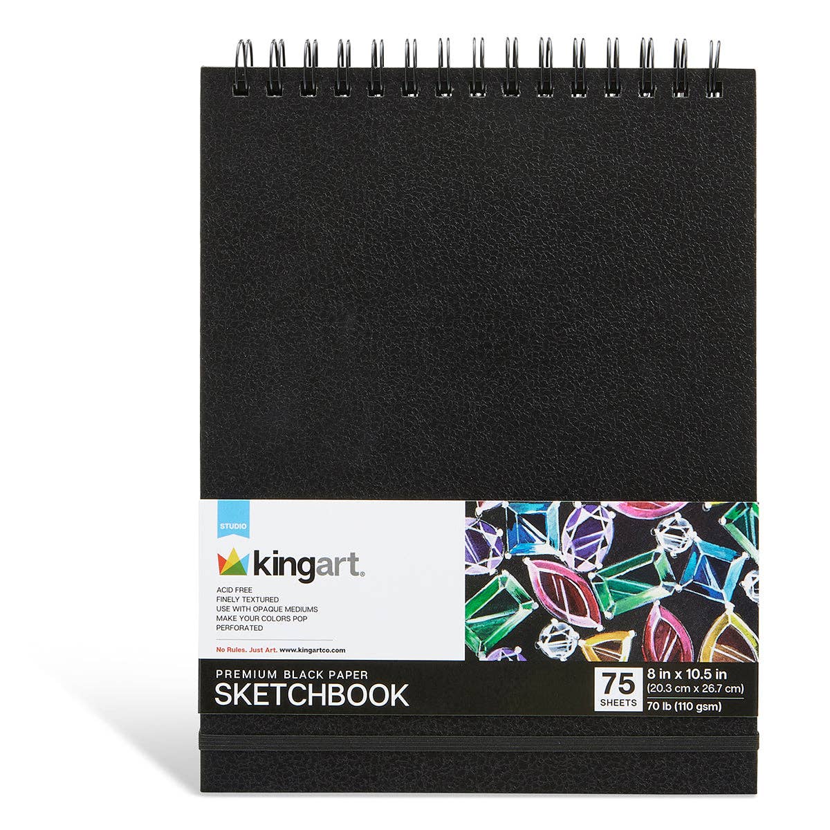 Black Paper Sketchbook - Top Spiral - 8" x 10.5" - 75 Sheets