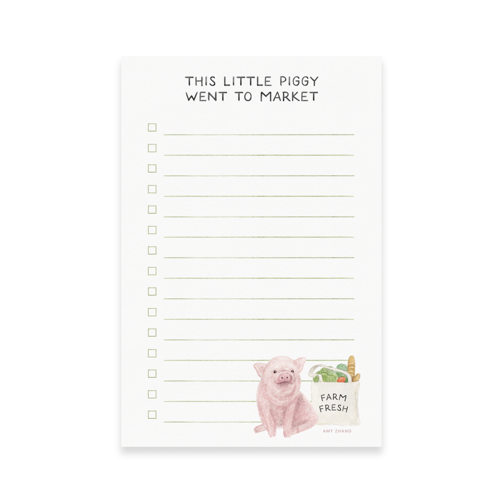 This Little Piggy — Animal Pun Grocery Notepad