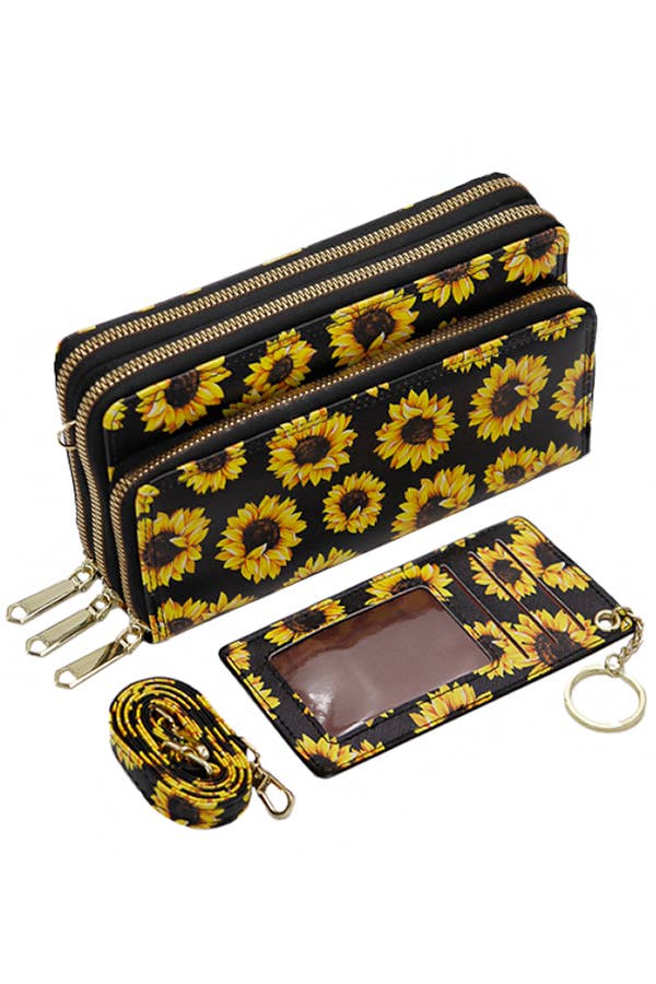 Sunflower Continental Wallet Crossbody Bag with Card Holder