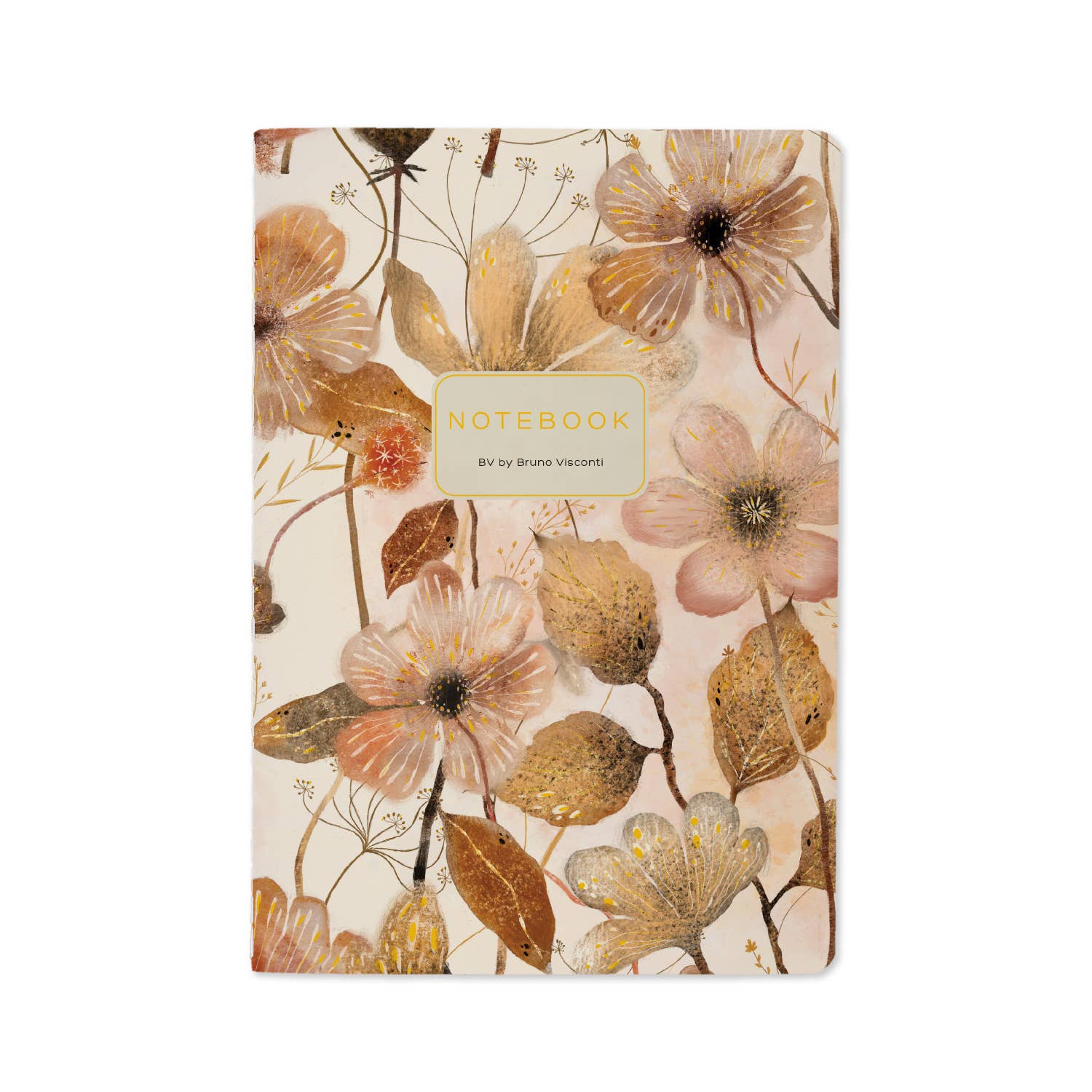 A5 Notebook -  Blush and Golden Flowers