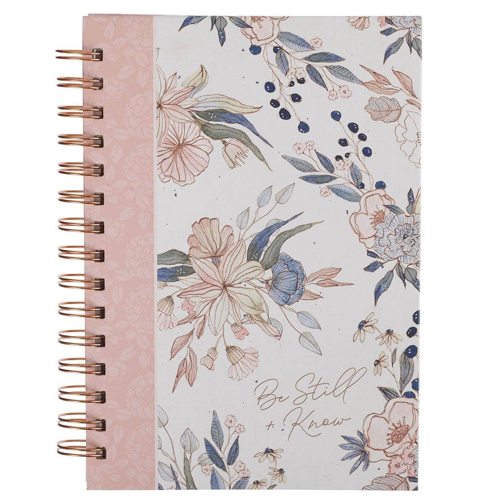 Journal Wirebound Pink Blue Floral Be Still Ps. 46:10
