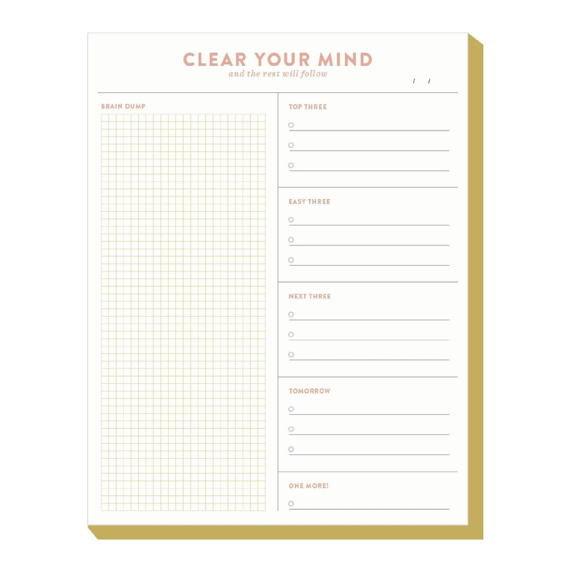 Clear Your Mind Brain Dump 8.5x11 Notepad