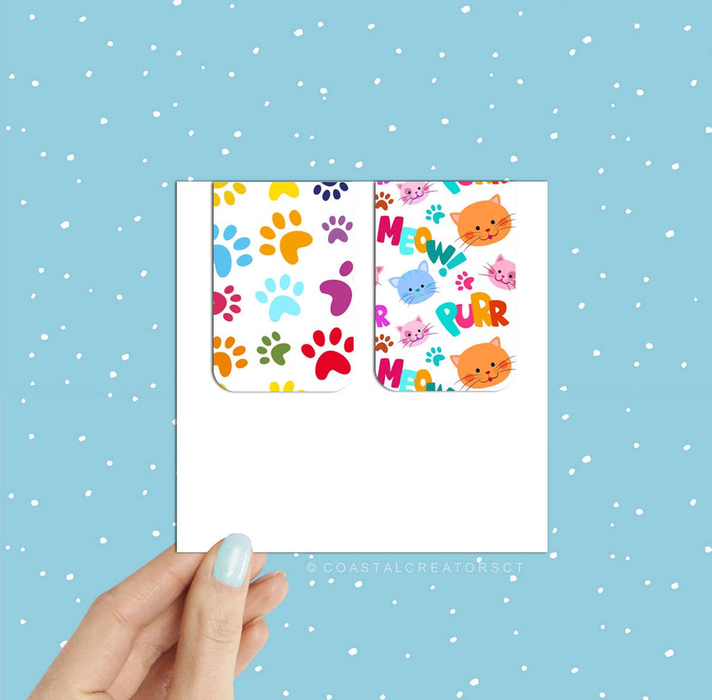 2-Pack Cat Paws Purr Meow Magnetic Bookmarks (Packaged)