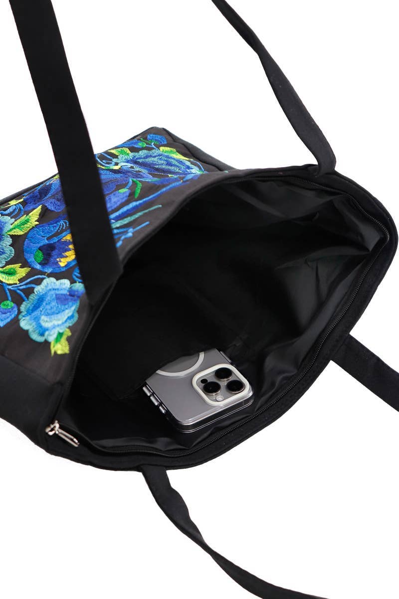 Huipil Floral Embroidered Tote