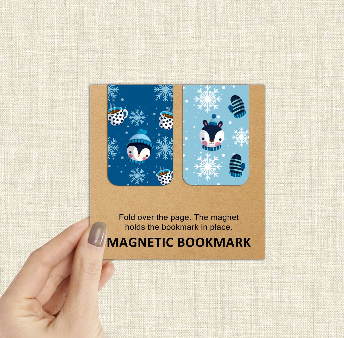2-Pk Christmas Winter Penguins Magnetic Bookmarks (Packaged)