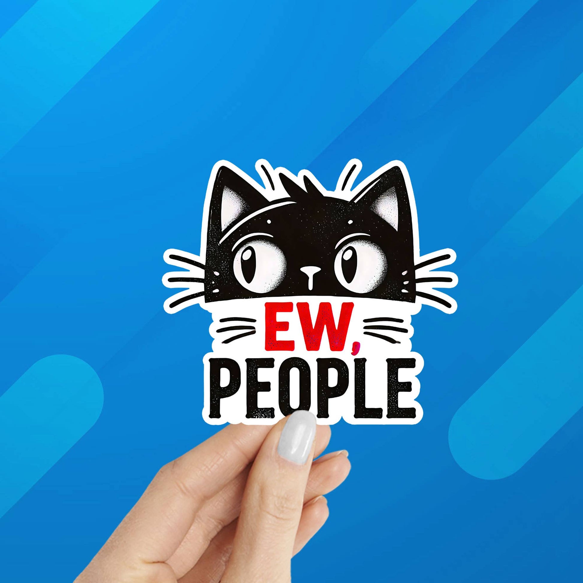 Cat Ew People Laptop, Water Bottle Sticker