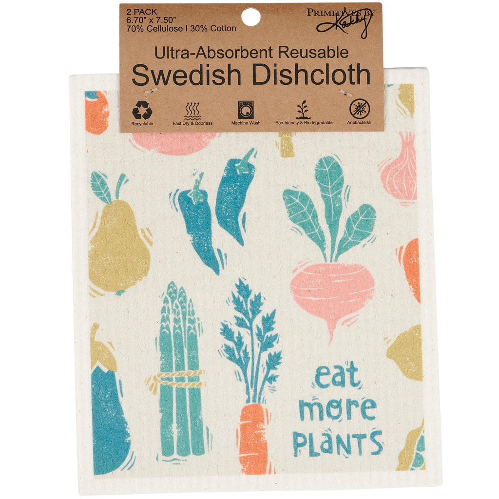 Eat More Plants Swedish Dishcloth Set