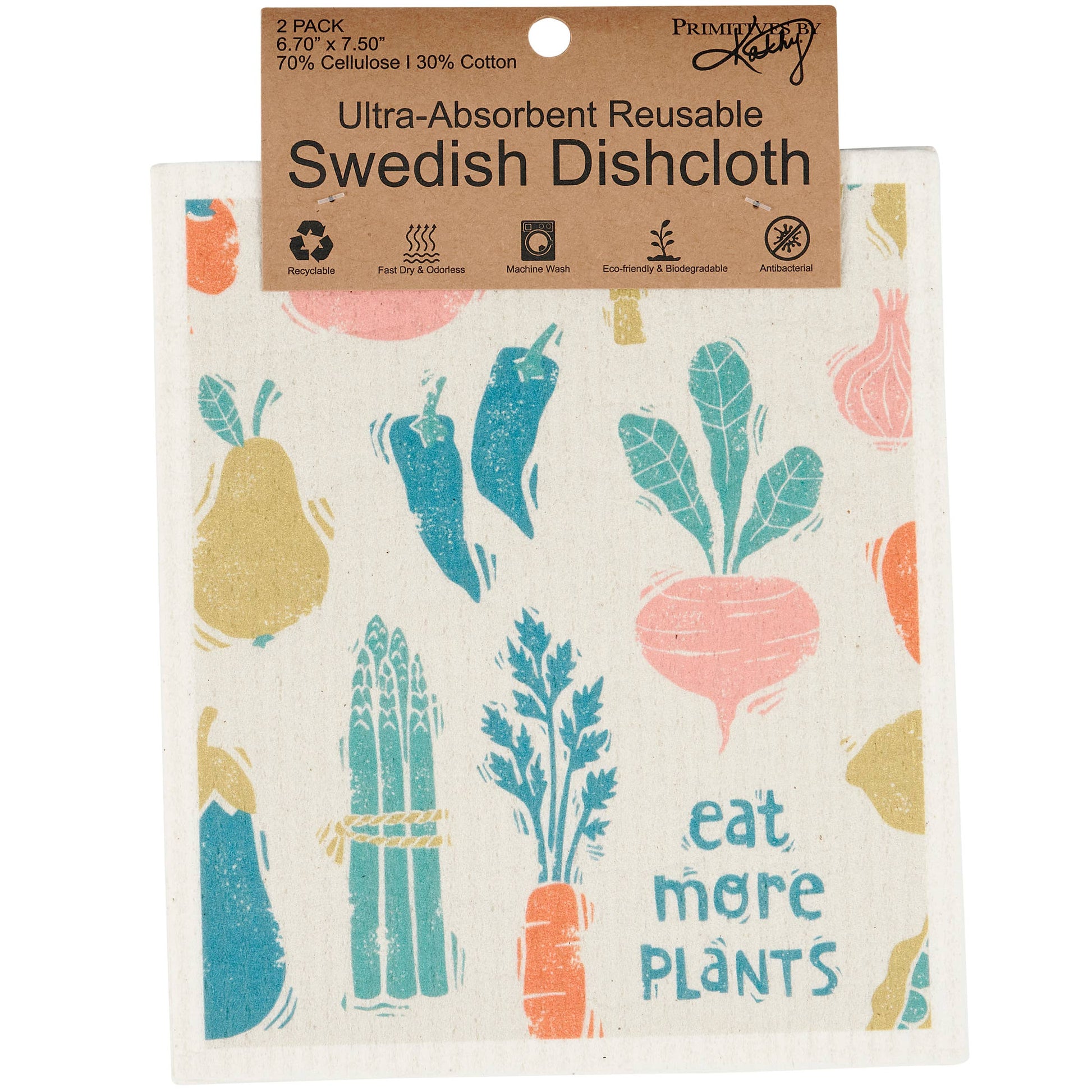 Eat More Plants Swedish Dishcloth Set