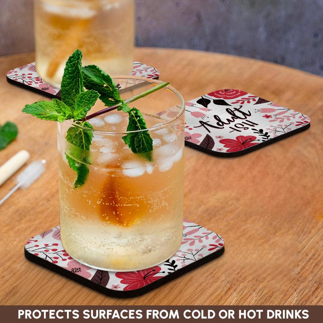 Adultish - Pretty Pink Floral, Soft Coaster