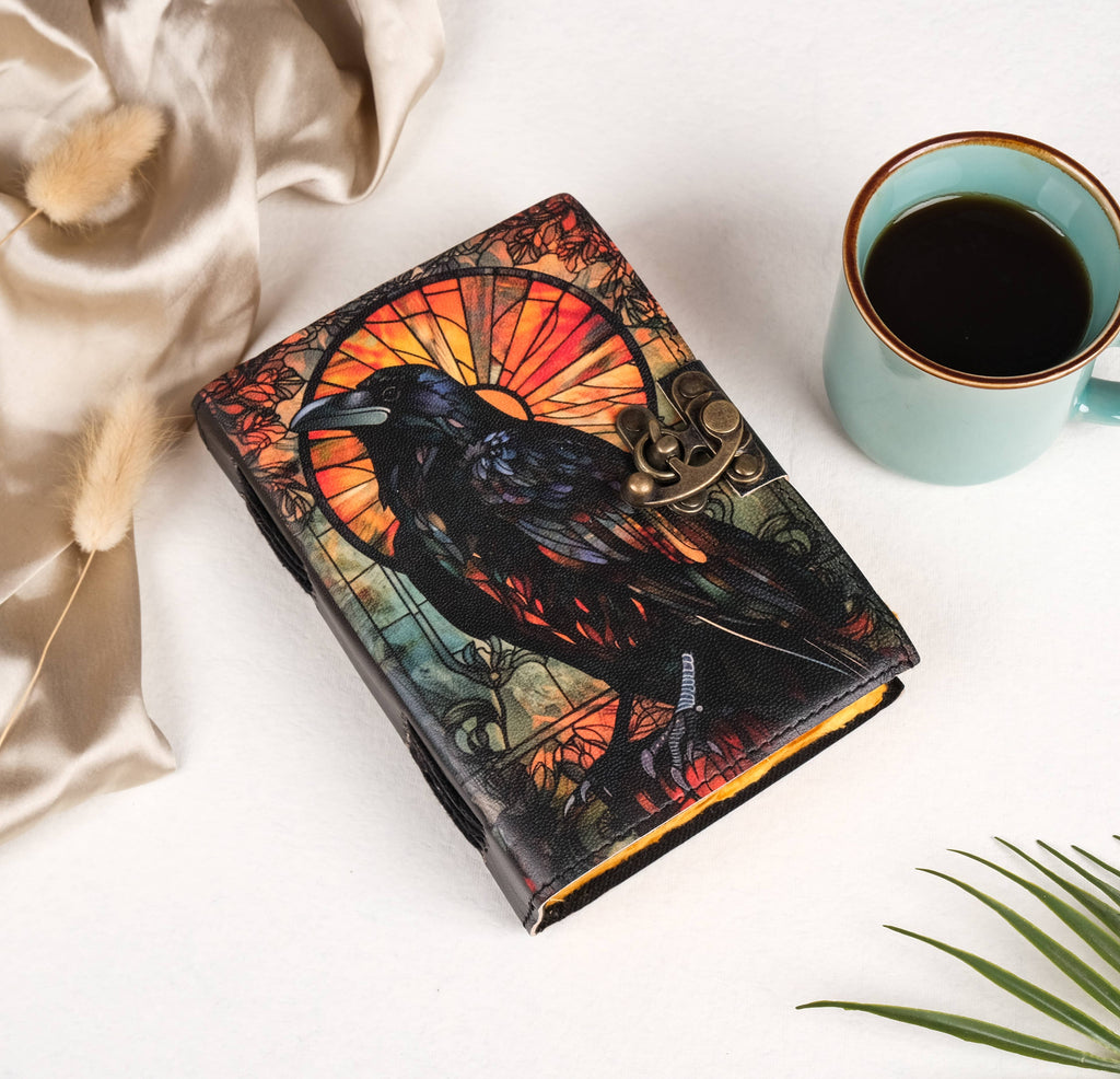 Crow - Leather Journal Blank Vintage Notebook