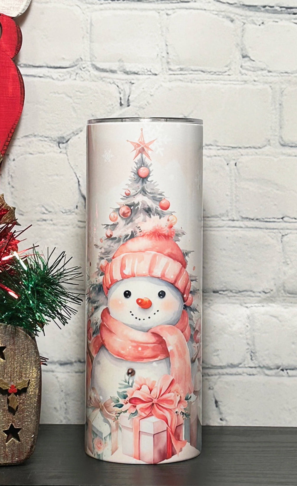 Pink Snowman Tumbler