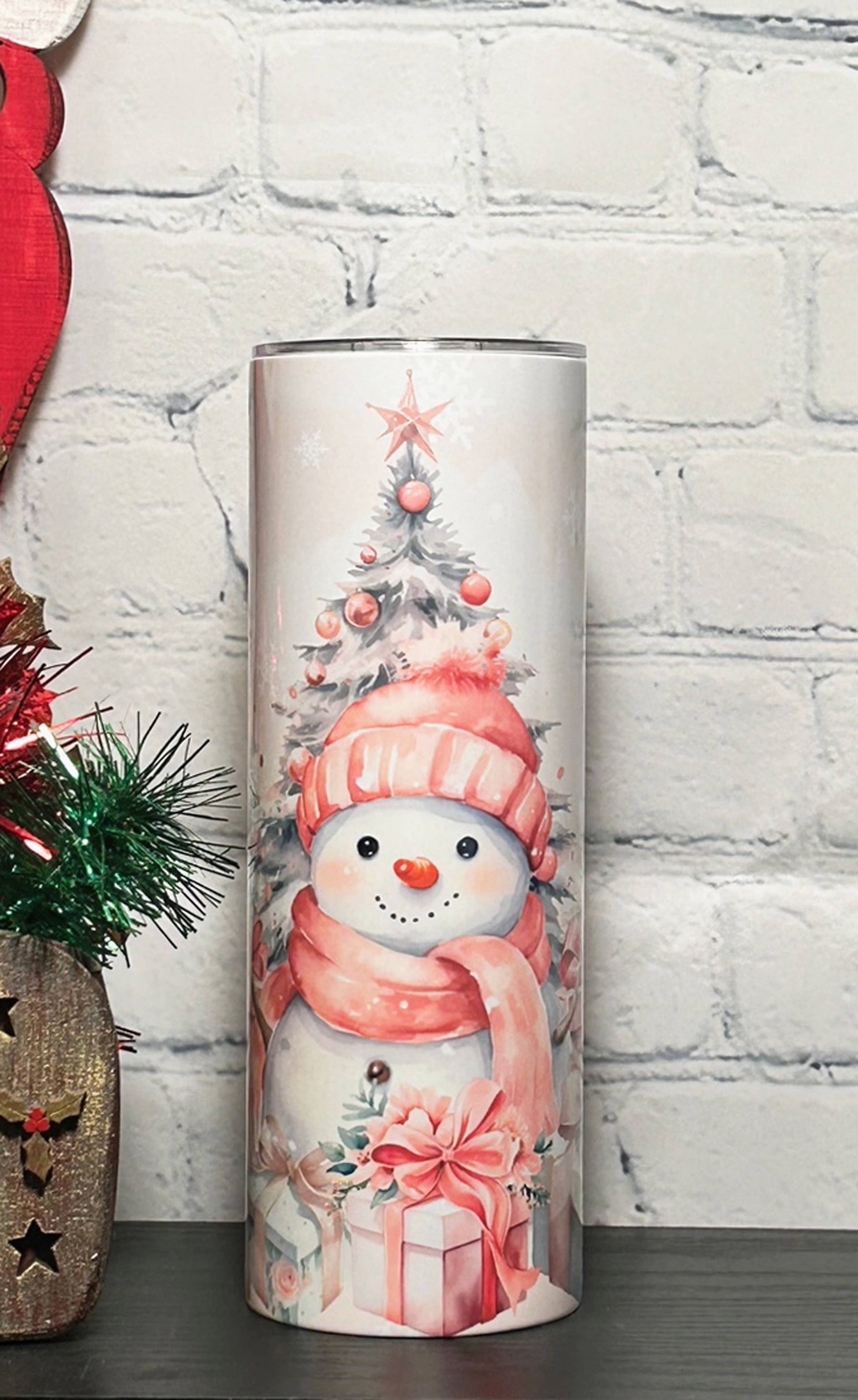 Pink Snowman Tumbler