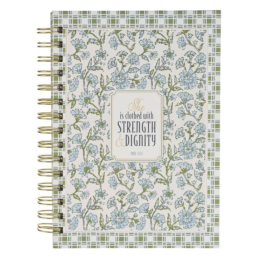 Journal Spiral Blue Floral Strength And Dignity Prov. 31:25