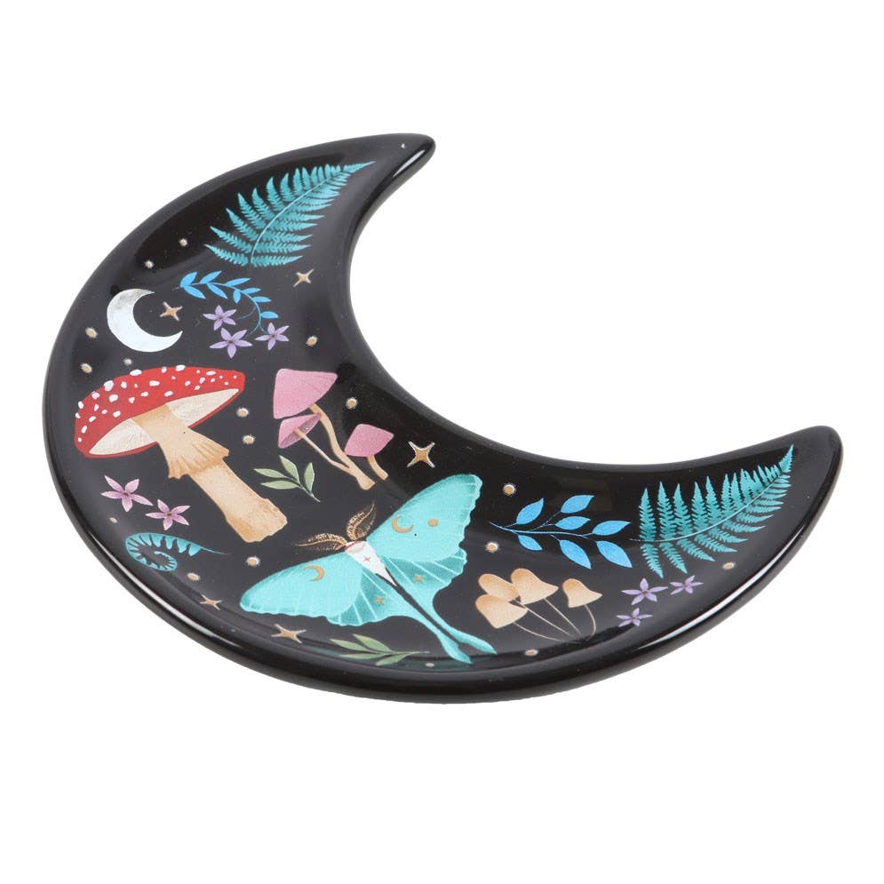 Dark Forest Crescent Moon Ceramic Trinket Dish