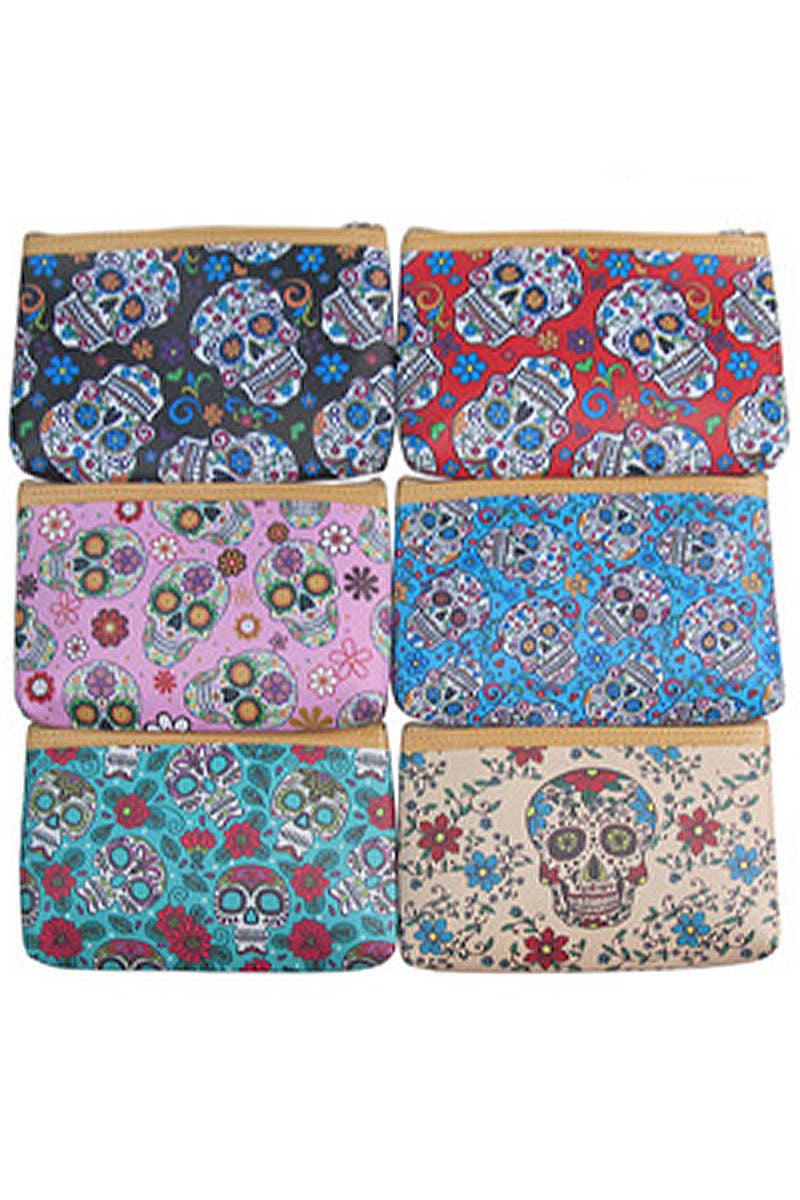 Sugar Skull Cosmetic Makeup Pouch Clutch Bag