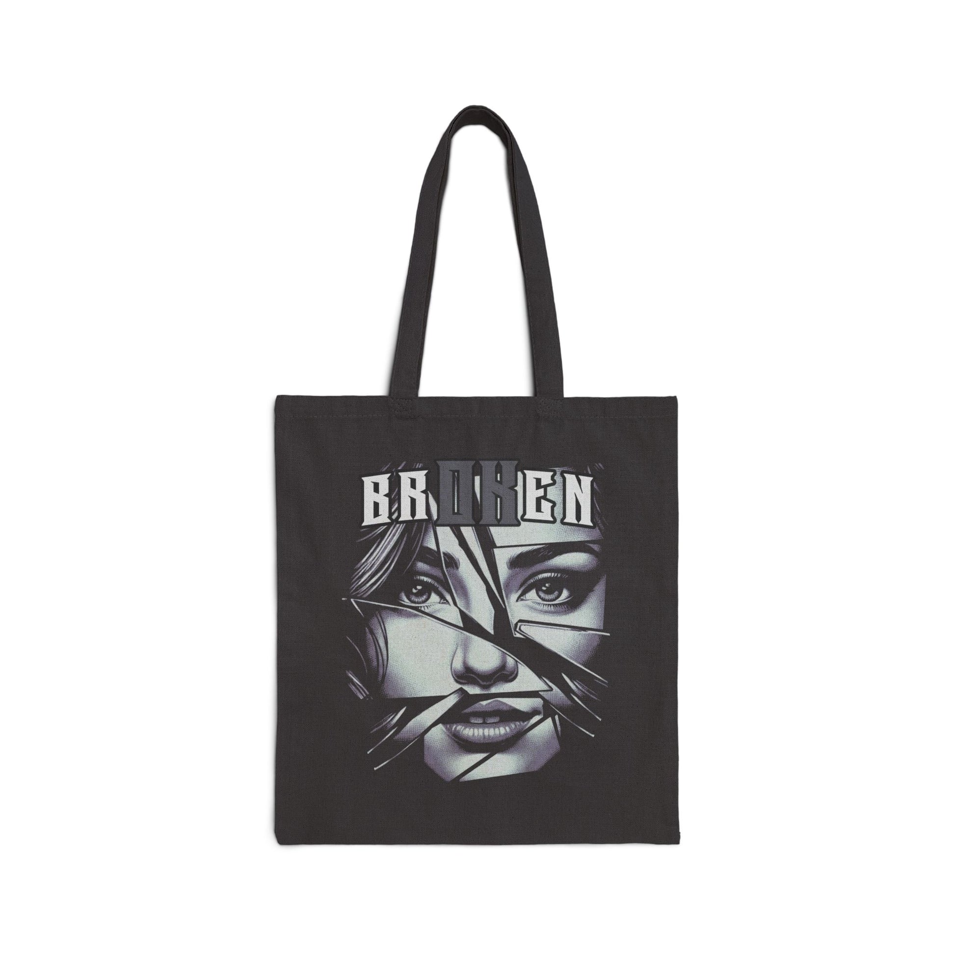 Broken V1 - Blk & Wht - Cotton Canvas Tote Bag - Cliff Pick