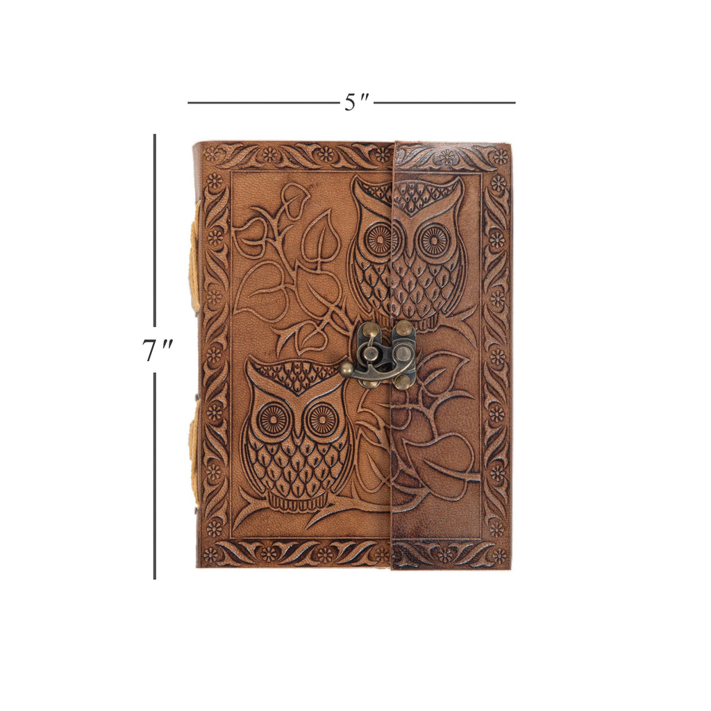 Owl Embossed Leather Journal (Handmade)