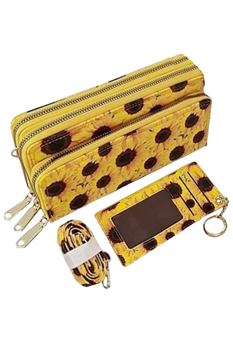 Sunflower Continental Wallet Crossbody Bag with Card Holder