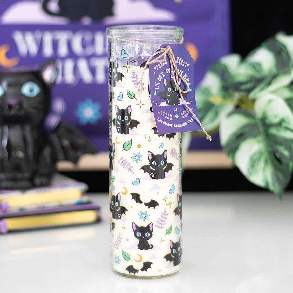 Cute and Creepy Cat Print Lavender Candle