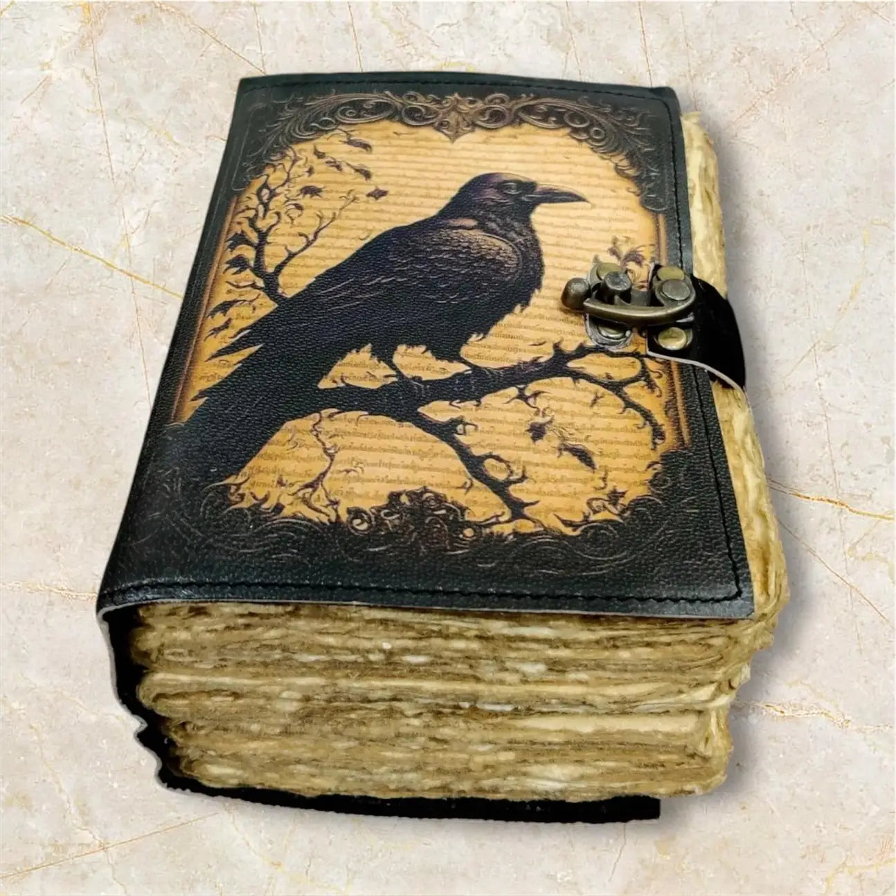 Leather Journal Gothic Notebook the Raven Grimoire Shadow