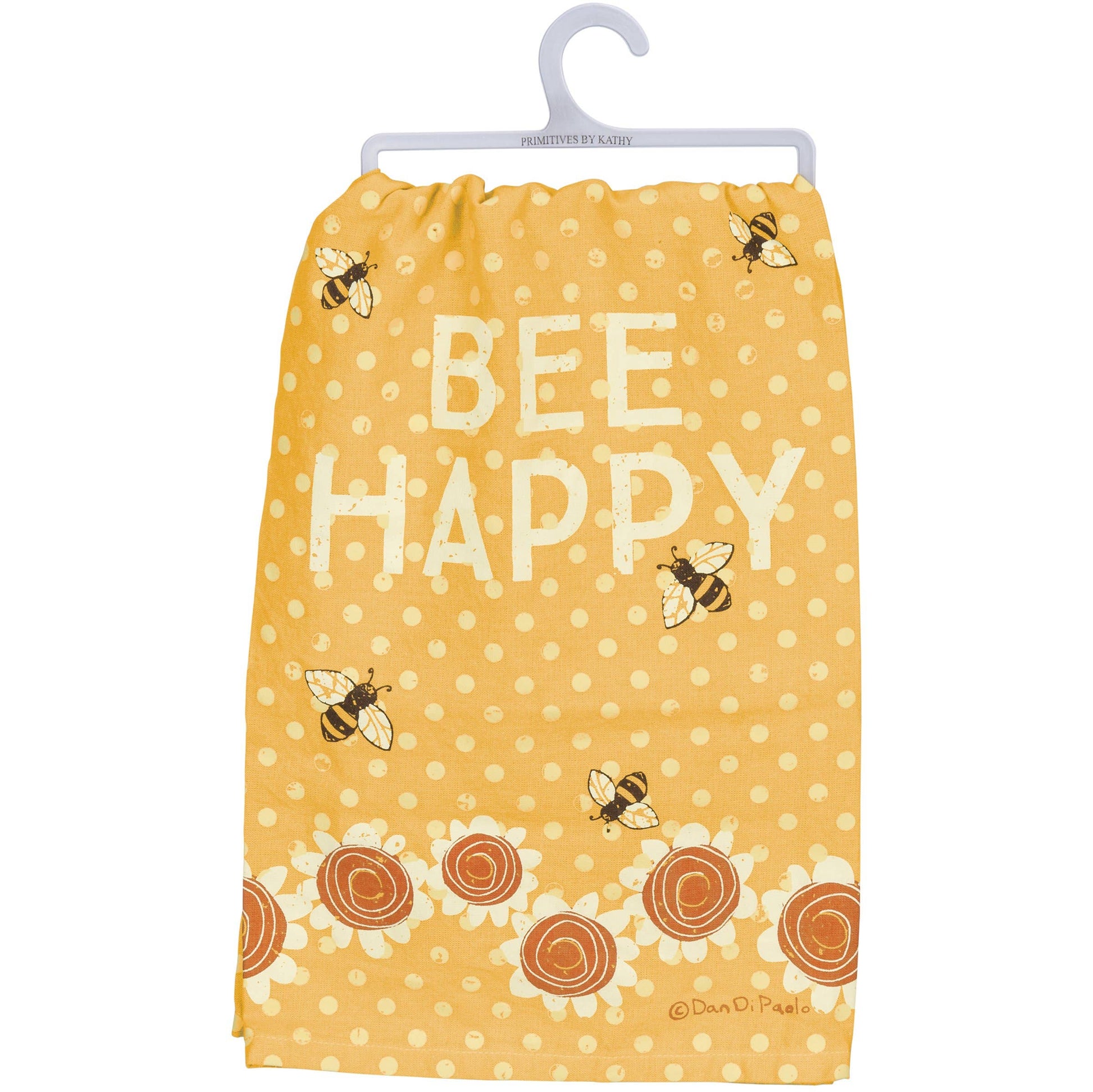 Bee Happy Yellow Kitchen Towel