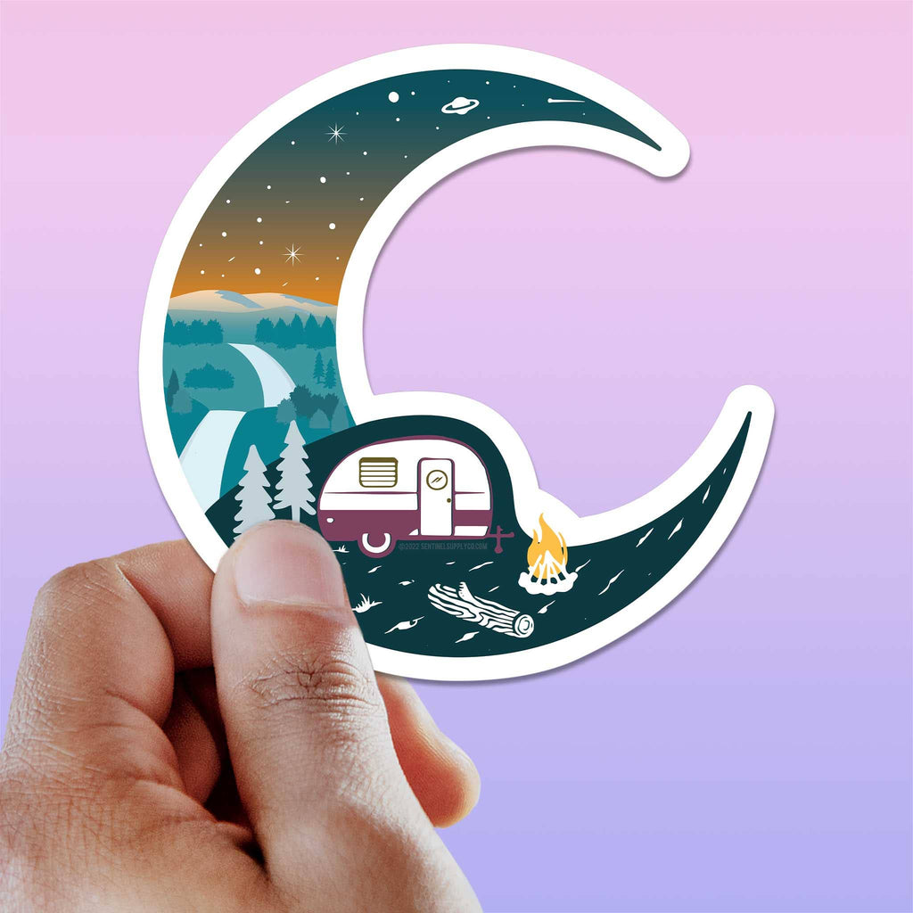 Half Moon RV Camping Sticker, Forest Hills Nature Decals