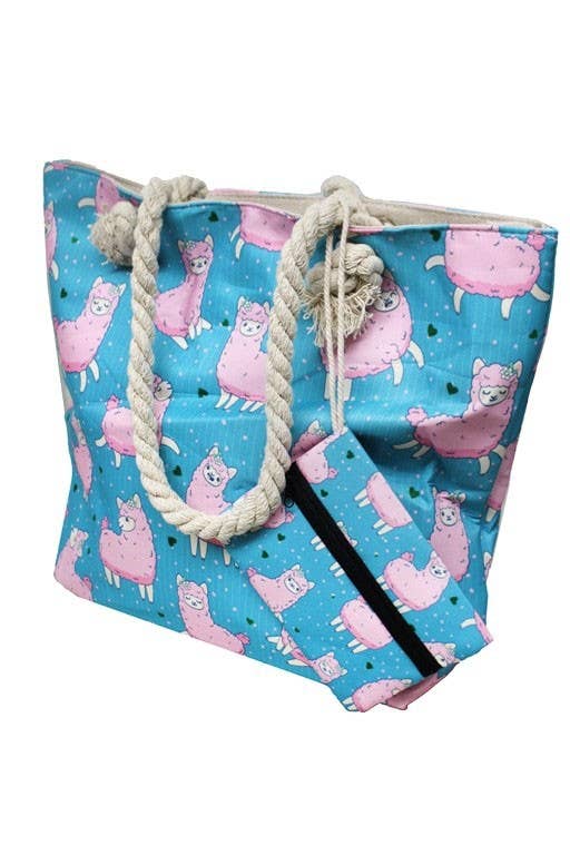 Llama And Cactus Tote Bag