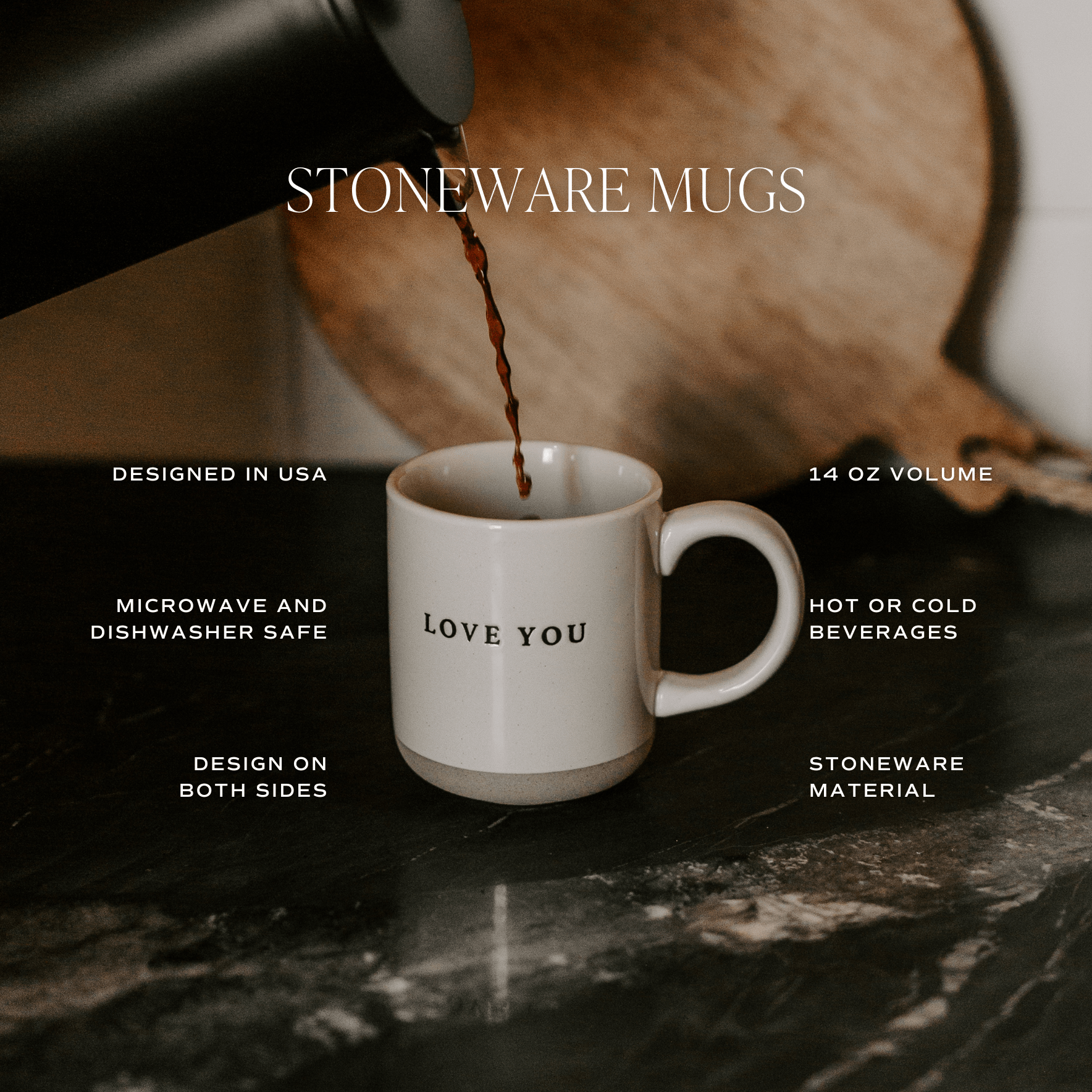 Orange Leaves Stoneware Coffee Mug - Fall Decor