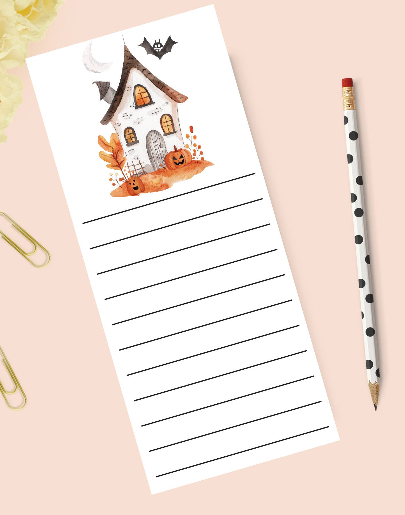 Haunted Pumpkin House Notepad. Halloween Notepad