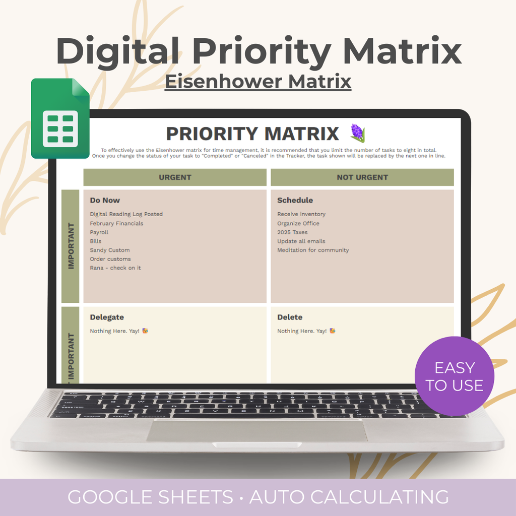 Digital Priority Matrix Task Tracker
