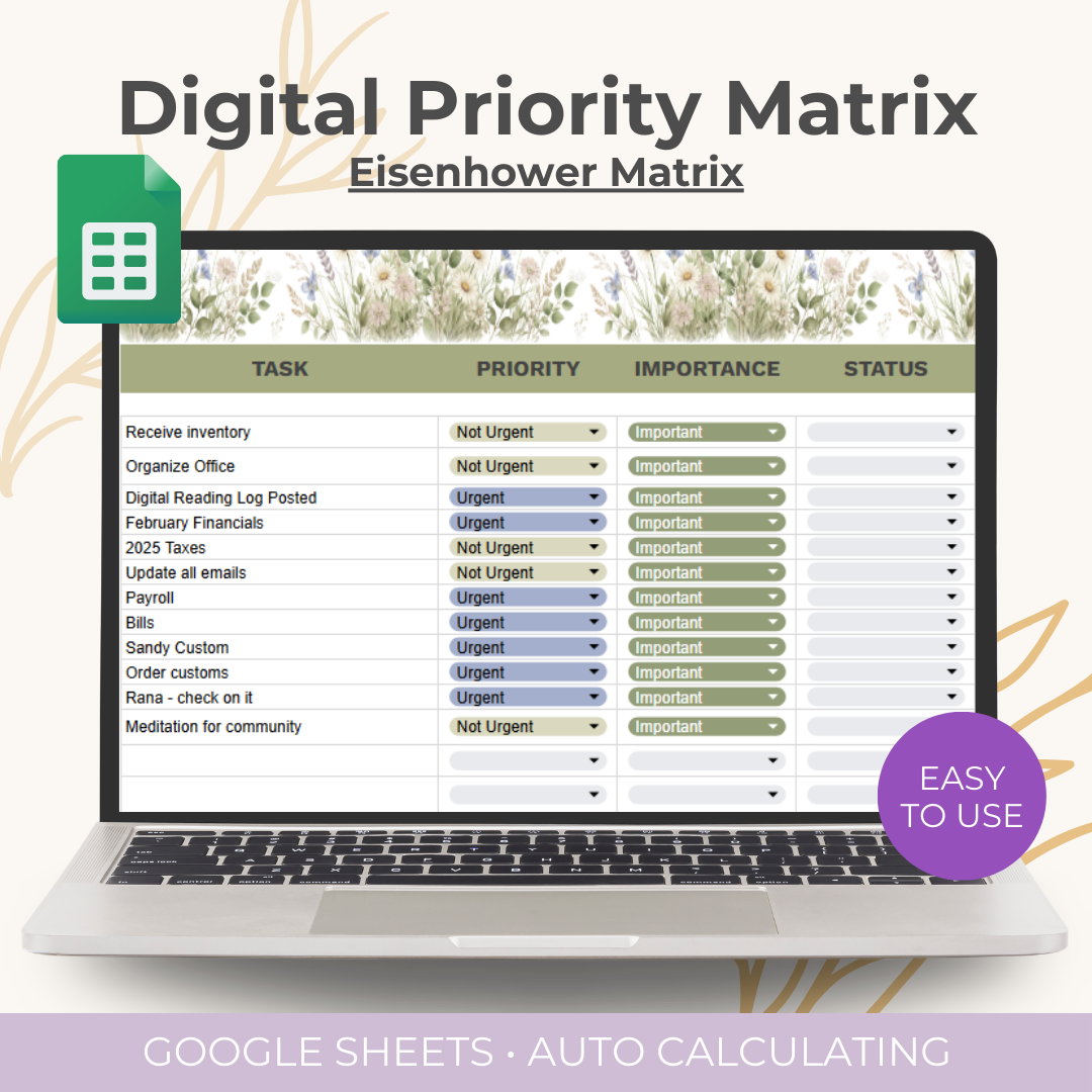 Digital Priority Matrix Task Tracker