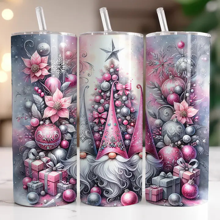 Pink Gnomes Christmas Tumbler