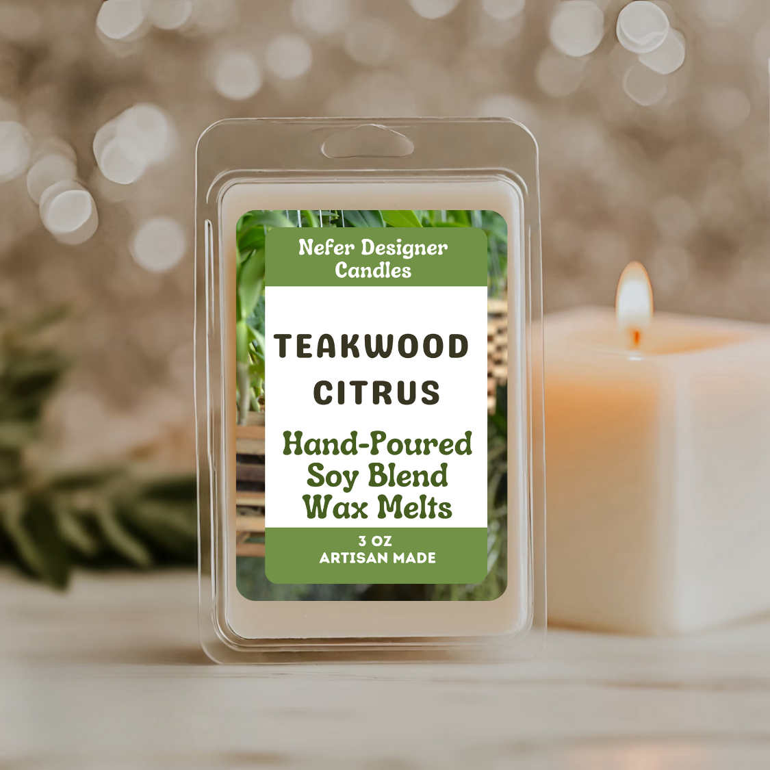 Teakwood Citrus Strong Scented Soy Wax Melts