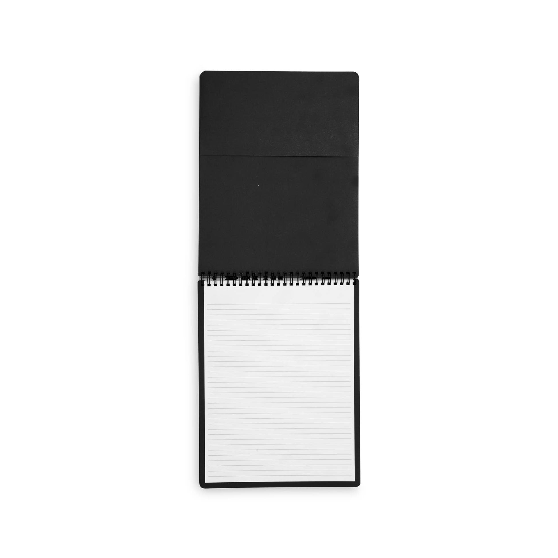 Large Top Spiral Notebook, Hand Drawn Black Floral