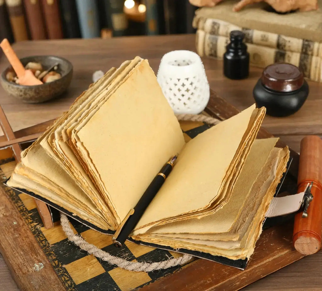 Leather Journal Blank Vintage Notebook with 3D Owl Print  