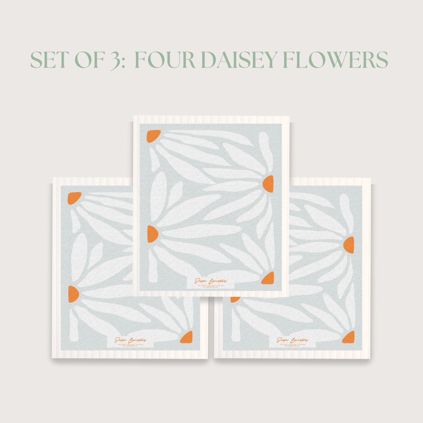 Set of 3 Swedish Dishcloth: Multiple Daisies