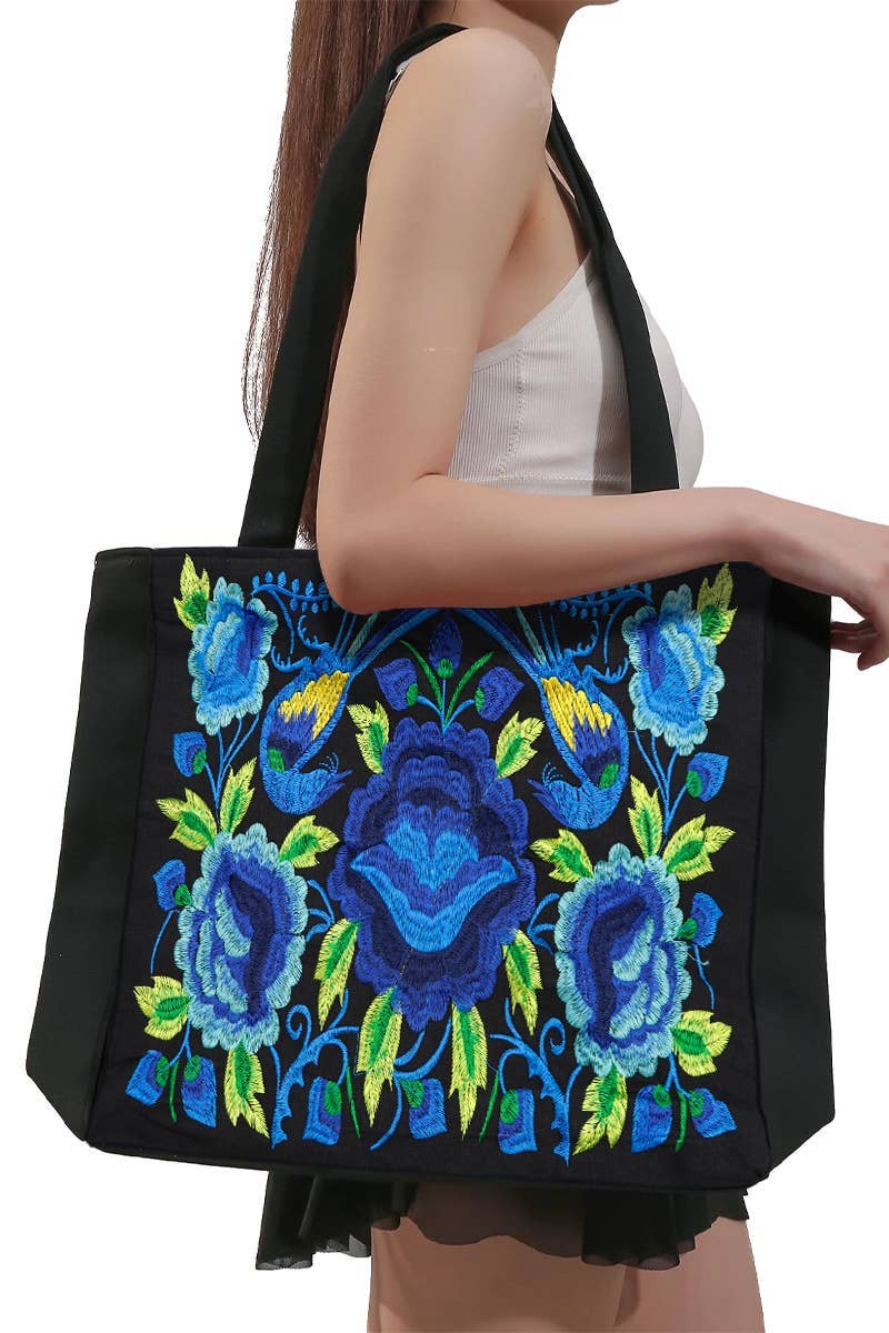 Huipil Floral Embroidered Tote