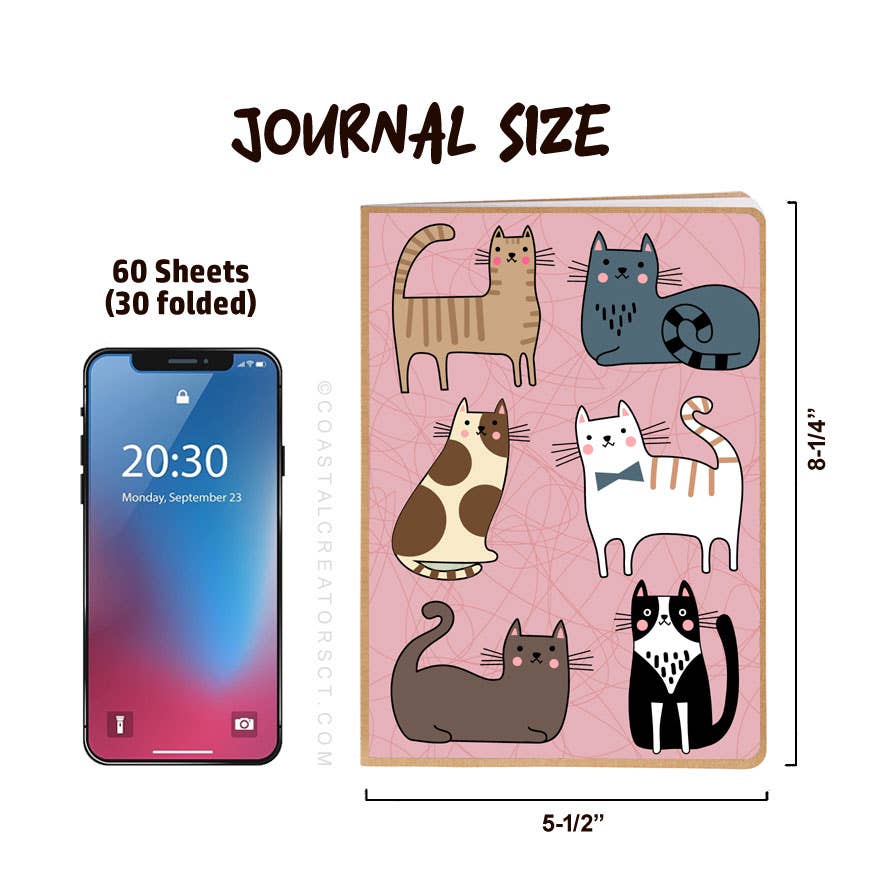 Cats Journal with Matching Magnetic Bookmark Set (Packaged)